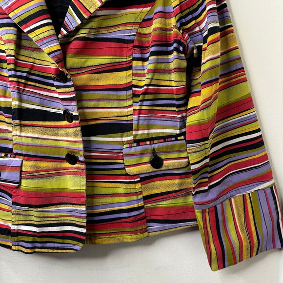 Sz 12 NWOT Gabriella Molinari Striped Blazer Jacket Multicolor Retro Maximalist - Picture 6 of 7